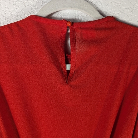 Vintage Retro JCPenney Red 80s Fashion Glam Dress Lace Ruffle Waist Skirt Size 6 - Picture 9 of 12